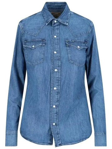 Women's Denim Western Long Sleeve Shirt Blue - POLO RALPH LAUREN - BALAAN 1