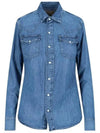 Women's Denim Western Long Sleeve Shirt Blue - POLO RALPH LAUREN - BALAAN 1