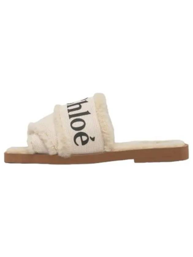 Woody Shearling Flat Mule Slippers Ivory - CHLOE - BALAAN 2