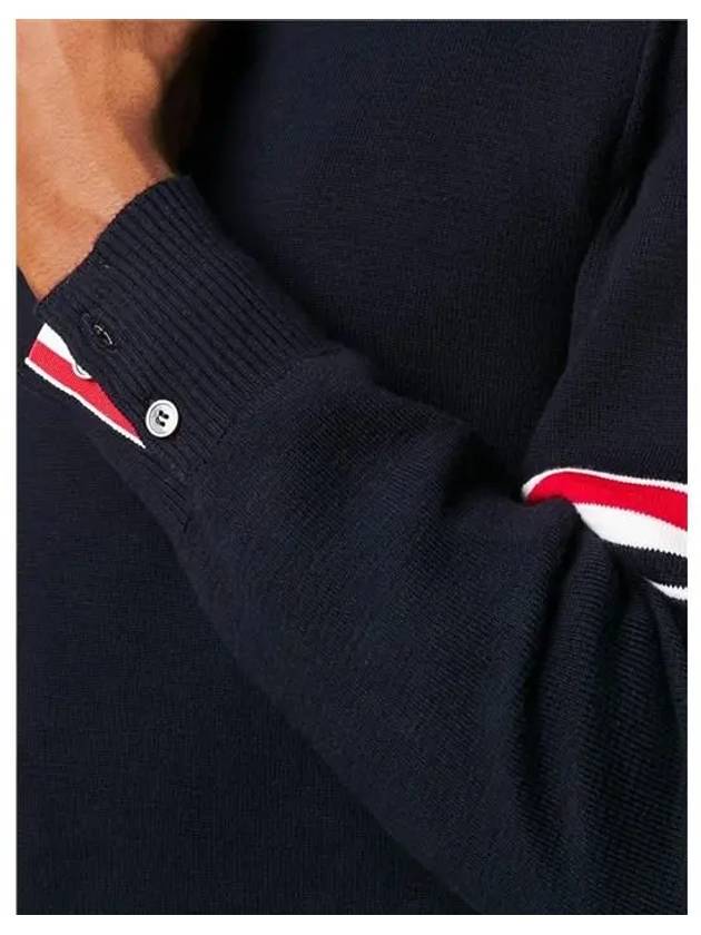 Men's Milan Stitch Armband Crew Neck Knit Top Navy - THOM BROWNE - BALAAN 3