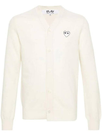 White Heart Wappen Wool Cardigan Ivory - COMME DES GARCONS PLAY - BALAAN 1