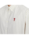 De Coeur Small Heart Logo Striped Long Sleeve Shirt Cream - AMI - BALAAN 7