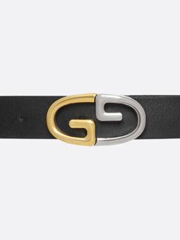 Men's Two Tone Metal Buckle Leather Belt Black - GUCCI - BALAAN 4