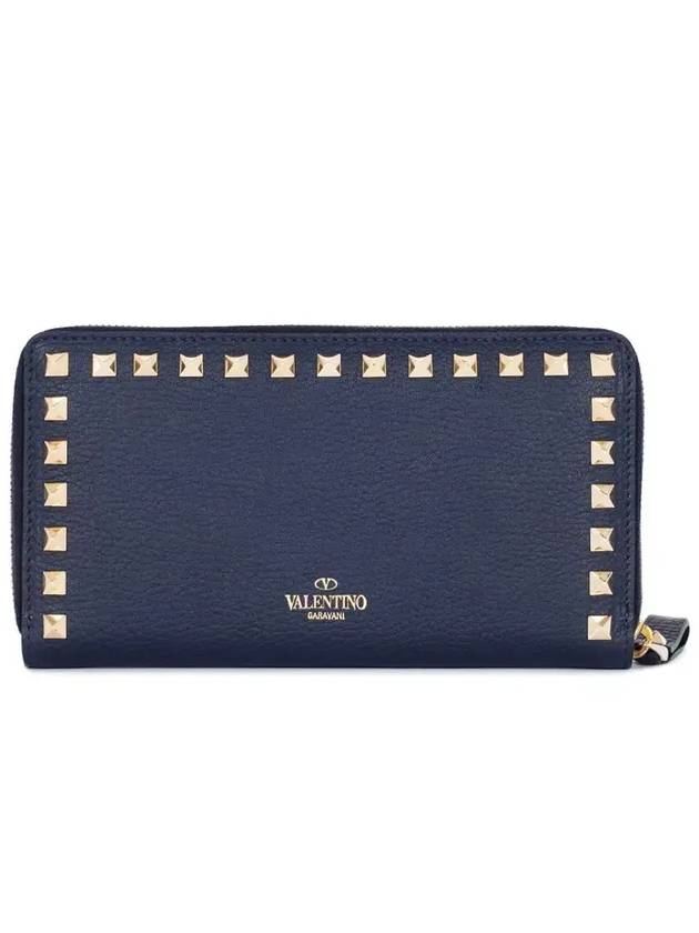 Rockstud Zipper Long Wallet Stampa Alce GWP00079AVSH03 M30 Navy - VALENTINO - BALAAN 3