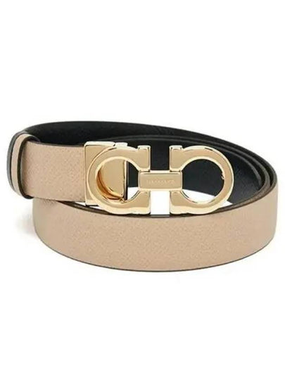 Reversible Gancini Leather Belt Black Macadamia - SALVATORE FERRAGAMO - BALAAN 2