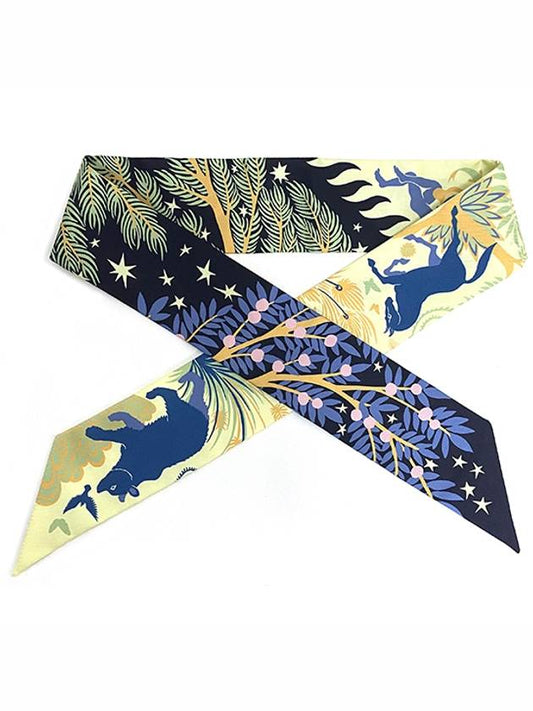 Orpheus Twilly Scarf Blue Noir Jaun Supr? Rose - HERMES - BALAAN.