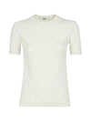 FF Viscose Short Sleeve Knit Top White - FENDI - BALAAN 1