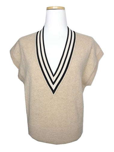 Beige wool cashmere vest 66 - SANDRO - BALAAN 1