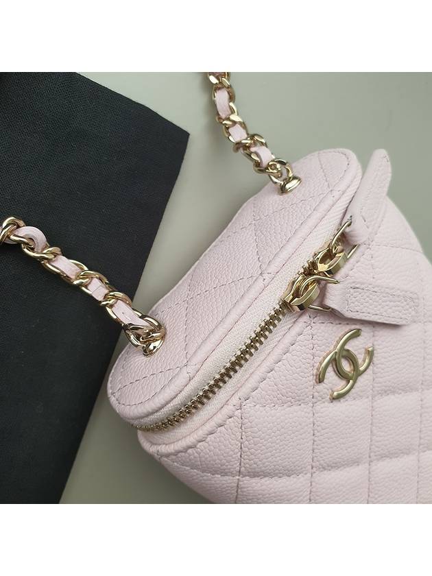 Small Vanity Cosmetic Chain Bag Caviar Light Pink Gold Plated - CHANEL - BALAAN 3