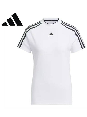 IK9831 Women s Three Stripes Aero Ready Mock Neck Short Sleeve Shirt - ADIDAS GOLF - BALAAN 1