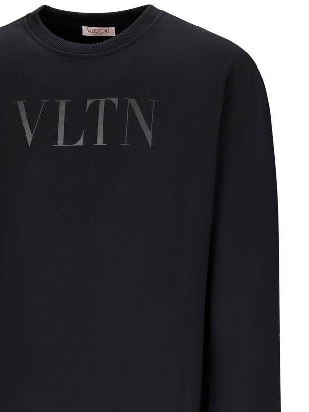 VLTN Logo Print Cotton Sweatshirt Black - VALENTINO - BALAAN 4