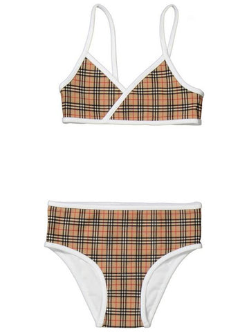 Burberry Girls Archive Beige Crosby Vintage Check Two-Piece Swimsuit, Size 4Y - BURBERRY - BALAAN 1