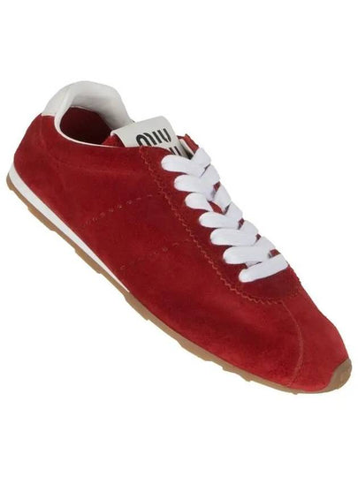 Plum Suede Low Top Sneakers Scarlet - MIU MIU - BALAAN 2