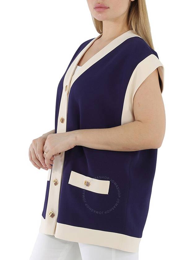 Women's Viscose Caddy Vest Blue - GUCCI - BALAAN 3