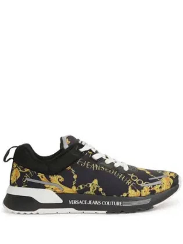 Jeans Couture Baroque Print Low Top Sneakers Black - VERSACE - BALAAN 1