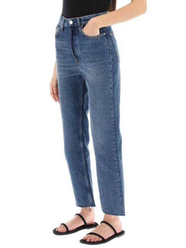 High Waist Cropped Straight Jeans Blue - TOTEME - BALAAN 5