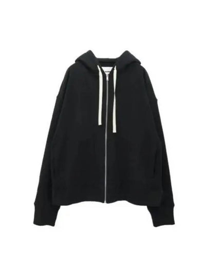 Women's Logo Cotton Zip Up Hoodie Black - JIL SANDER - BALAAN 2