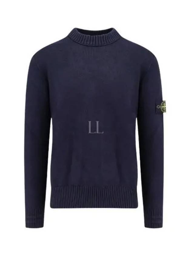 Round Neck Wappen Organic Knit Top Navy - STONE ISLAND - BALAAN 2