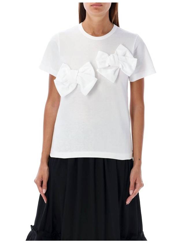 Ribbon Cotton Short Sleeve T-Shirt White - COMME DES GARCONS - BALAAN 2