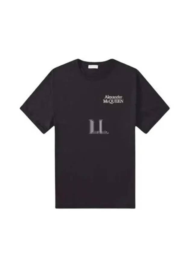 Embroidered Logo Short Sleeve T-Shirt Black - ALEXANDER MCQUEEN - BALAAN 2