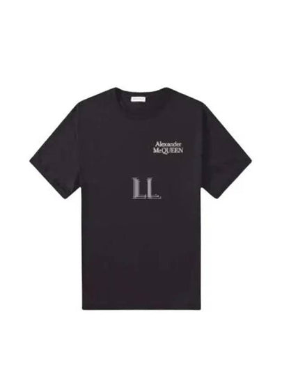 Embroidered Logo Short Sleeve T-Shirt Black - ALEXANDER MCQUEEN - BALAAN 2