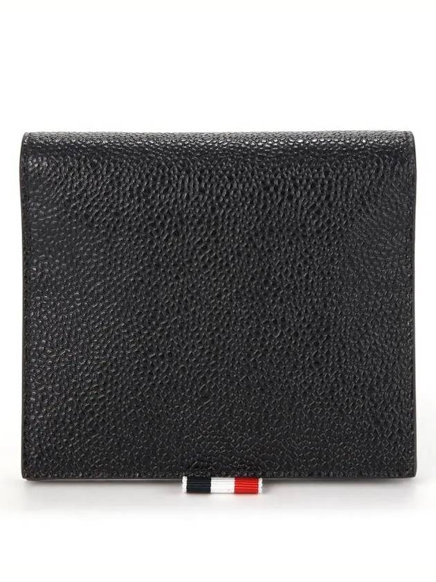 Pebble Grain Leather Bow Detail Chain Strap Card Wallet Black - THOM BROWNE - BALAAN 6