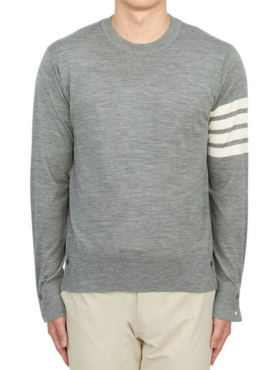 4 Bar Armband Classic Merino Wool Knit Top Light Grey - THOM BROWNE - BALAAN 2