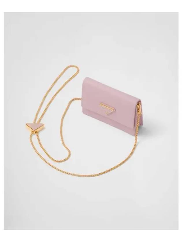 Prada Chain Strap Saffiano Leather Card Wallet Alabaster Pink - PRADA - BALAAN 2