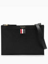 Logo 4 Bar Leather Clutch Bag Black - THOM BROWNE - BALAAN 2