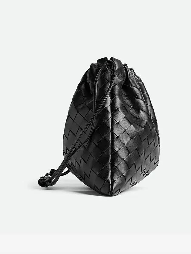 Intrecciato Medium Calfskin Bucket Bag Black - BOTTEGA VENETA - BALAAN 3