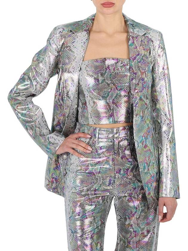 Rotate Ladies Spiced Plum Comb Snake Print Blazer, Brand Size 34 (US Size 0) - ROTATE - BALAAN 1