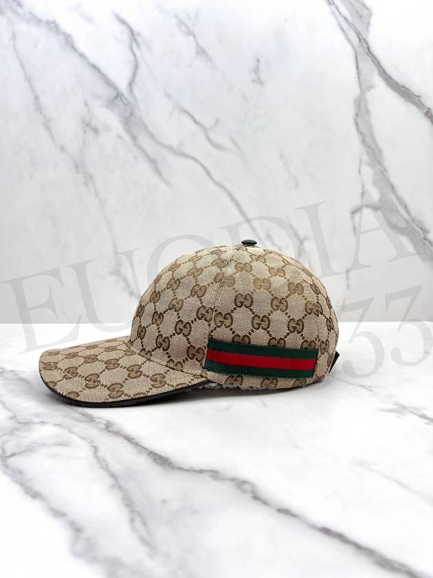 Original GG Web Supreme Canvas Baseball Ball Cap Beige Ebony - GUCCI - BALAAN 8