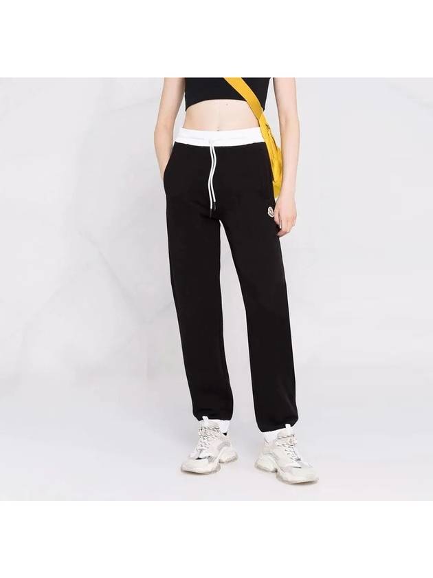 Women's Contrast Trim Drawstring Jogger Track Pants Black - MONCLER - BALAAN 4