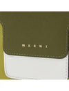 Logo Printed Round Zip Leather Half Wallet Green - MARNI - BALAAN 7