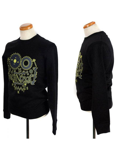 5SW062 99 Black Pearl Brushed Sawtooth Embroidery Sweatshirt - KENZO - BALAAN 2