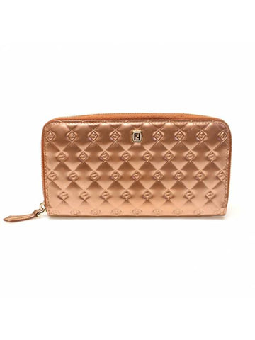 Women s Fendi 8M0024 Pink Patent Leather Gold Zipper Around Long Wallet gt Gangbuk used luxury goods - FENDI - BALAAN 1