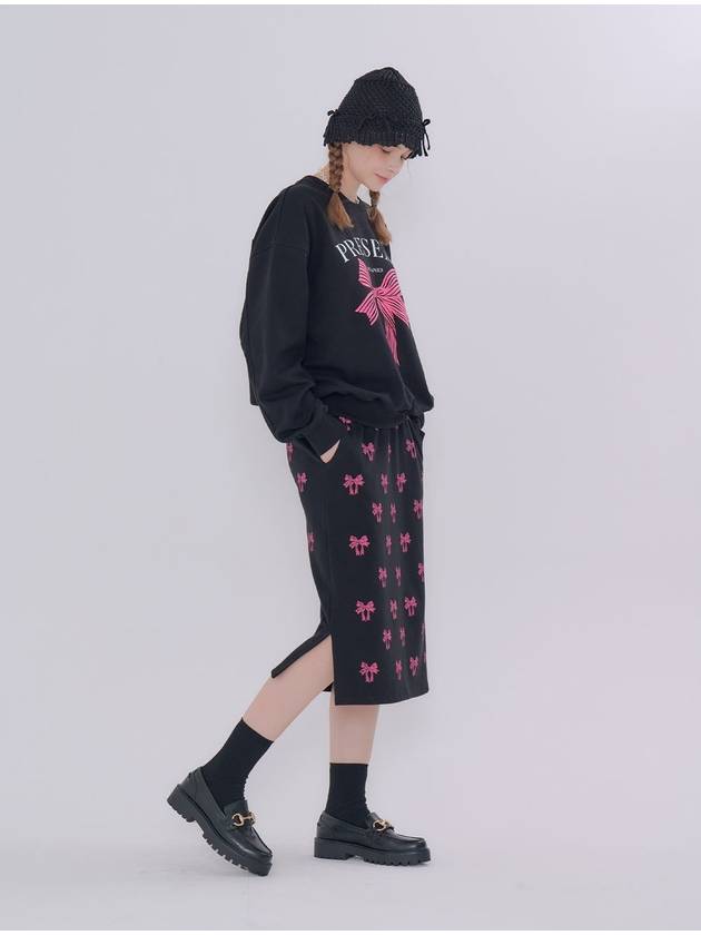 Ribbon Printing H Line Skirt Black - METAPHER - BALAAN 5