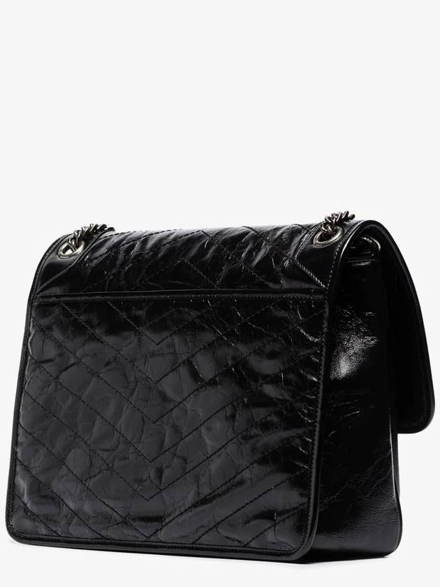 Crinkle Leather Nikki Large Shoulder Bag Black - SAINT LAURENT - BALAAN 3
