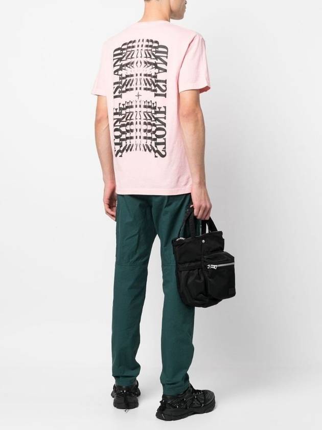 Garment Dyed Lettering One Print Cotton Jersey Short Sleeve T-Shirt Pink - STONE ISLAND - BALAAN 3