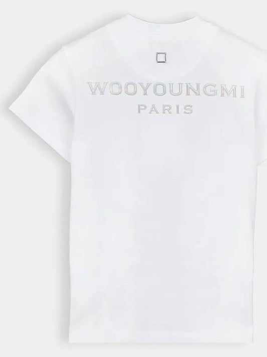 Women's Embossed Back Logo Cotton Short Sleeve T-Shirt White - WOOYOUNGMI - BALAAN 2