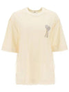 De Coeur Heart Logo Embroidery Short Sleeve T-Shirt Champagne Ivory - AMI - BALAAN 1