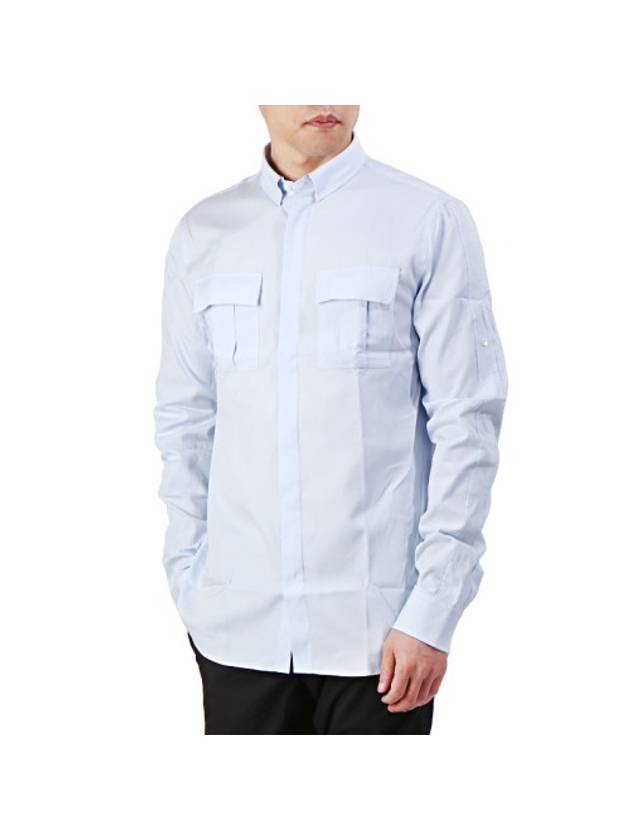 Men's Two Pocket Long Sleeve Shirt Light Blue - BALMAIN - BALAAN 1