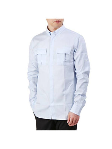 Men's Two Pocket Long Sleeve Shirt Light Blue - BALMAIN - BALAAN 1