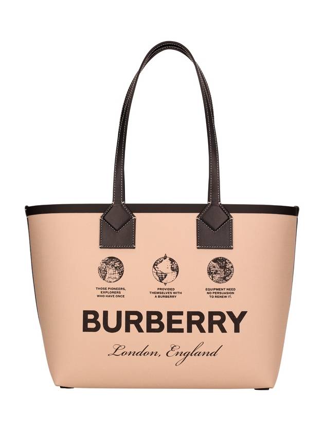 Prorsum Label Print Small London Cotton Leather Tote Bag Beige - BURBERRY - BALAAN 2