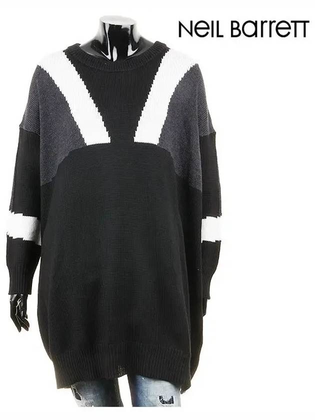 Women's Maxi Wool Sweater Black NMA377V B624C - NEIL BARRETT - BALAAN 1