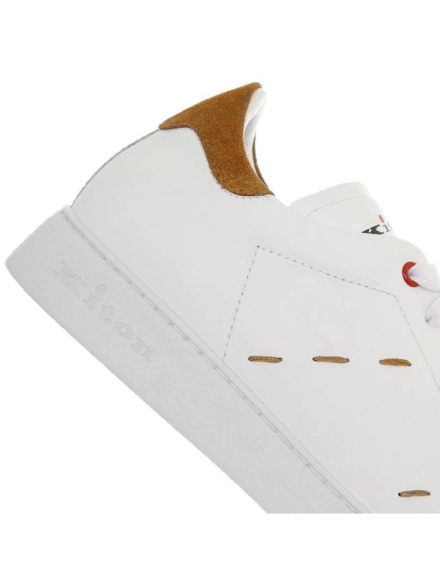 23S S USSN001 XB602006 BIANCO/TERRA stitch detail white & brown sneakers - KITON - BALAAN 8