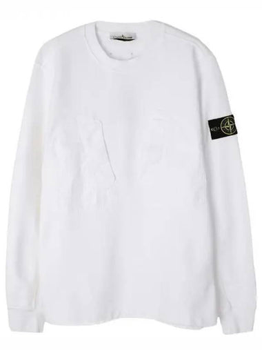 Cotton Fleece Crewneck Sweatshirt White - STONE ISLAND - BALAAN 1