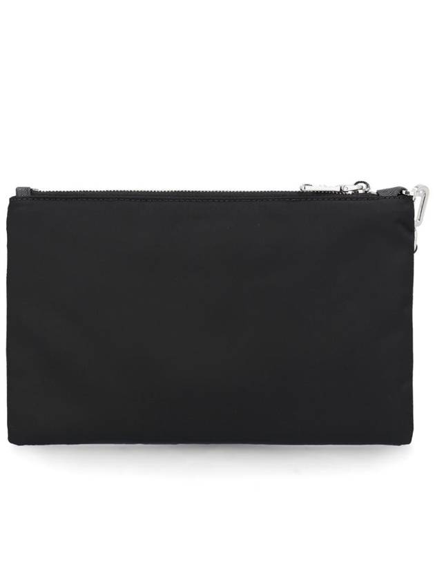 Saffiano Leather Strap Nylon Clutch Bag Black - PRADA - BALAAN 3