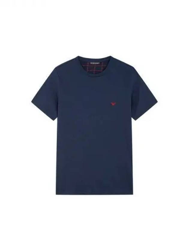 UNDERWEAR Men s Embroidered Logo Cotton Lounge T Shirt Navy 270828 - EMPORIO ARMANI - BALAAN 1