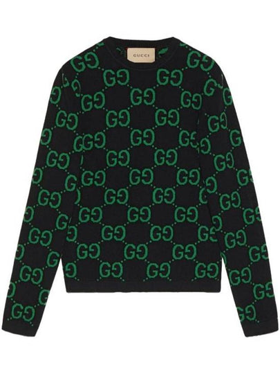 GG Wool Jacquard Knit Top Black Green - GUCCI - BALAAN 2